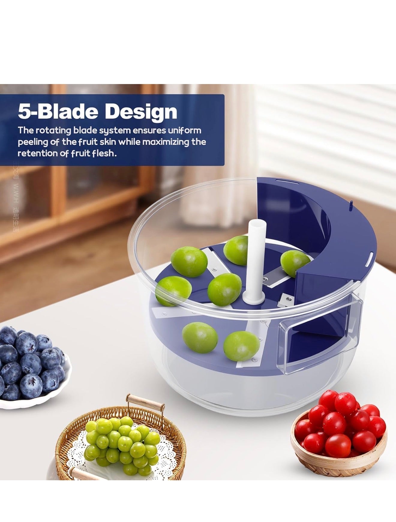 Automatic Electric Vegetable Peeler for Garlic, Grapes, Cherry & Tomatoes – 1300MAH Rechargeable Cordless Fruit Peeling Device with 5-Blade Fast Peel Technology, Compact Kitchen Gadget Gift