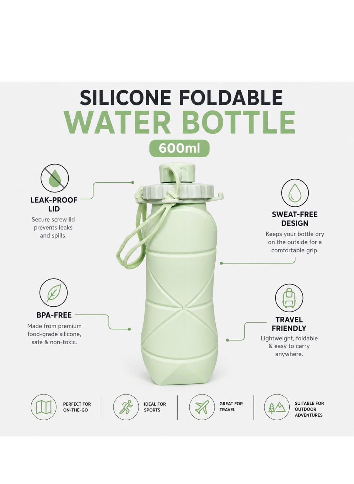 Silicone Foldable Water Bottle