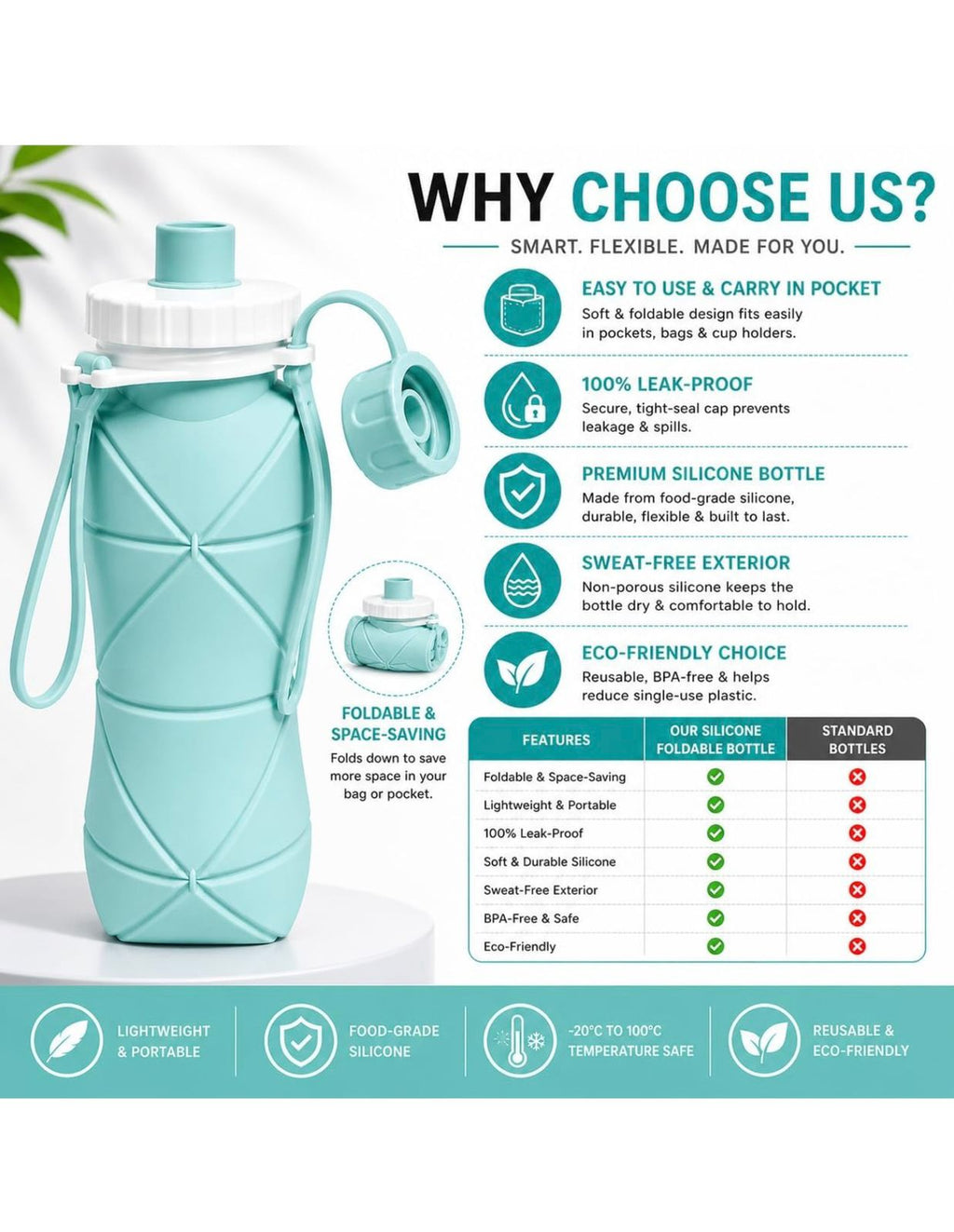 Silicone Foldable Water Bottle